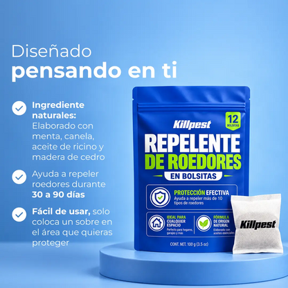 KillPest | Sobres Repelentes de Ratones con Menta y Canela